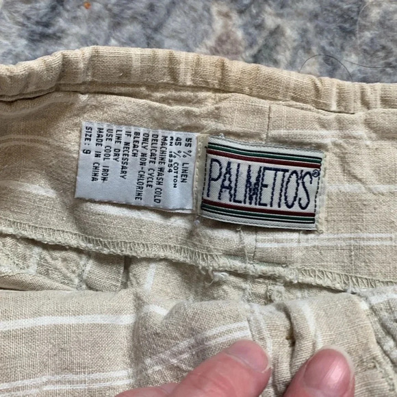 Vintage linen blend bareback stripped shorts - Picture 3 of 11